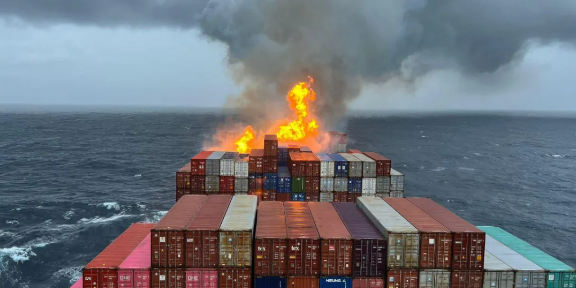 马士基旗下集装箱船航行途中动怒，多个货柜受损